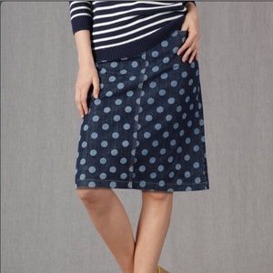 Boden Polka Dot Denim Skirt